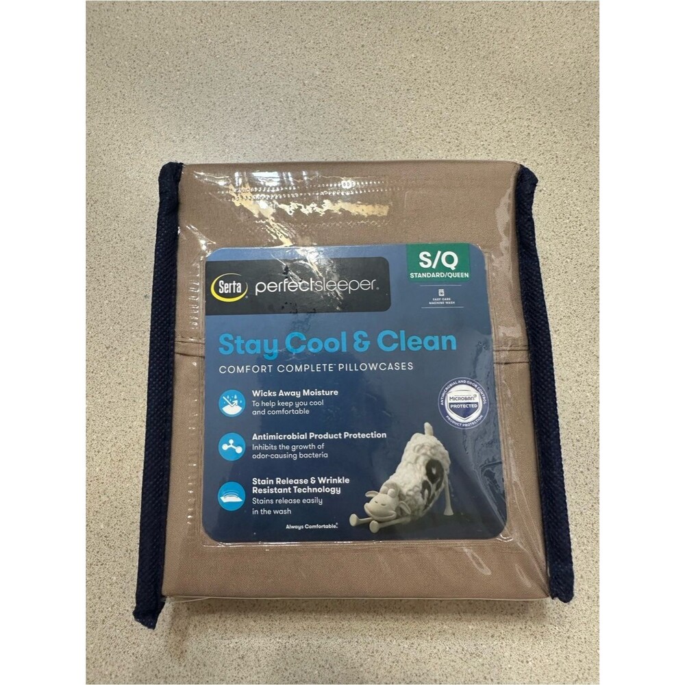 Serta PerfectSleeper Stay Cool & Clean Pillowcases - Taupe